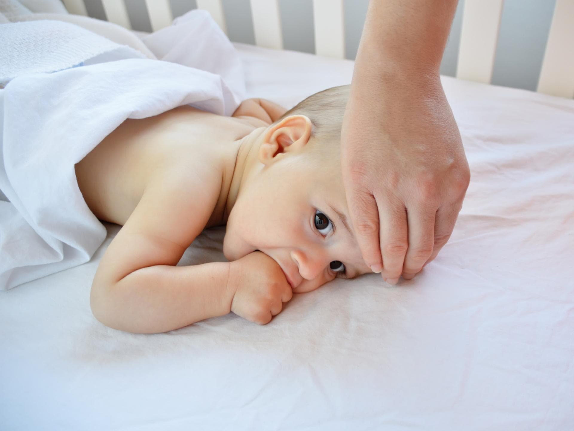 Baby fiebert beim Zahnen. Baby fiebert beim Zahnen.